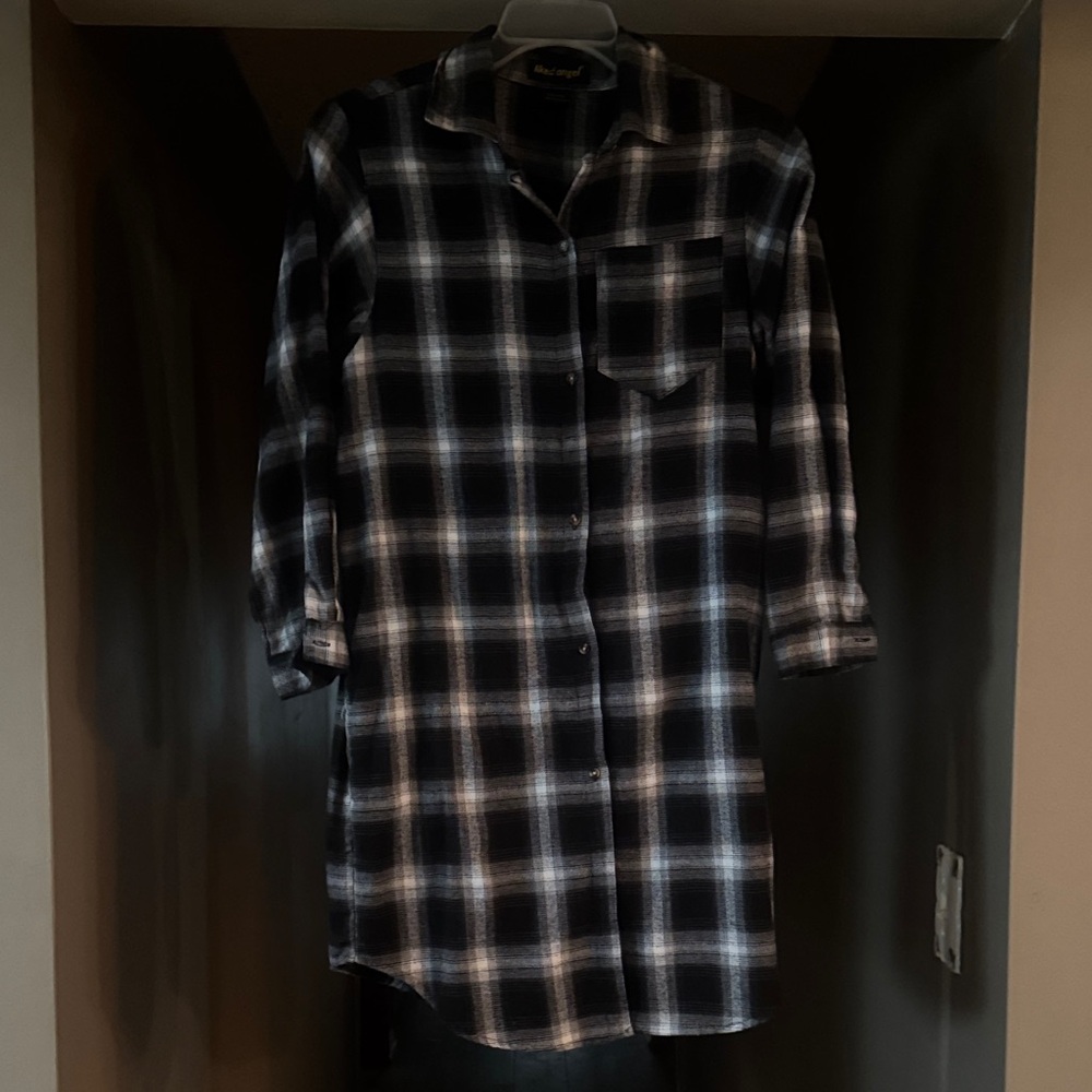 Like an Angel Black and White Plaid Button Down Shirt